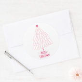 Schattige Roze Boom Modern Vrolijk Kerstfeest Ronde Sticker (Envelop)