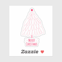 Schattige Roze Boom Vrolijk Kerstbericht Sticker