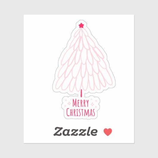 Schattige Roze Boom Vrolijk Kerstbericht Sticker (Vel)