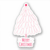 Schattige Roze Boom Vrolijk Kerstbericht Sticker (Voorkant)