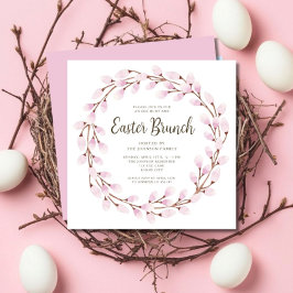 Schattige Roze Botanische Pasen Brunch Kaart
