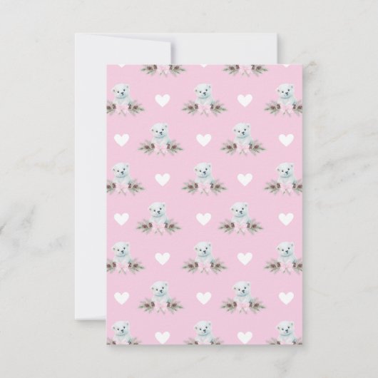 Schattige Roze Bow Beer Cub Meisje Winter Baby sho Bedankkaart (Achterkant)