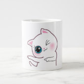 Schattige Roze Bow Cat Grote Koffiekop (Voorkant)