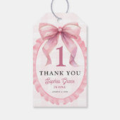 Schattige Roze Bow Coquette 1e Verjaardag Cadeaulabel (Achterkant)