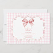 Schattige Roze Bow Coquette 1e Verjaardag Kaart (Voorkant)