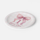 Schattige Roze Bow Coquette 1e Verjaardag Papieren Bordje (Gekanteld)
