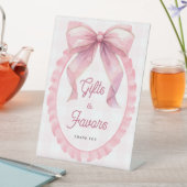 Schattige Roze Bow Coquette 1e Verjaardag Reclamebord Met Voetstuk (Insitu)