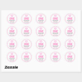 Schattige Roze Bow Coquette 1e Verjaardag Ronde Sticker (Vel)