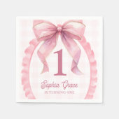 Schattige Roze Bow Coquette 1e Verjaardag Servet (Voorkant)