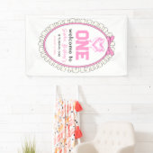 Schattige Roze Bow Coquette 1e Verjaardag Spandoek (Insitu)