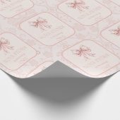 Schattige Roze Bow Coquette Toile Gepersonaliseerd Cadeaupapier