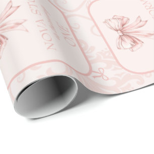 Schattige Roze Bow Coquette Toile Gepersonaliseerd Cadeaupapier