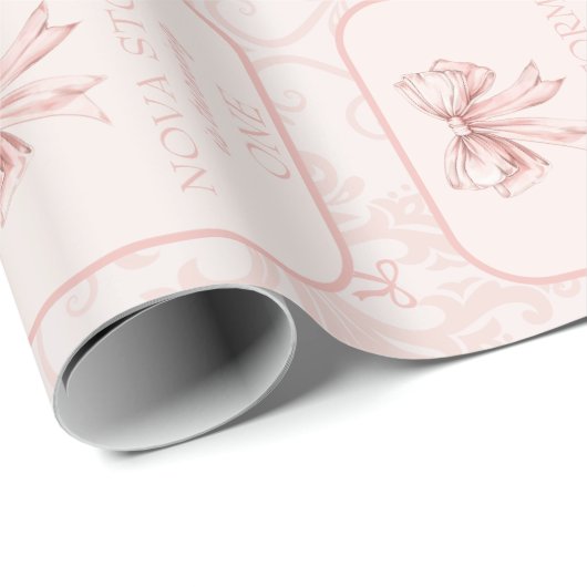 Schattige Roze Bow Coquette Toile Gepersonaliseerd Cadeaupapier