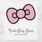 Schattige Roze Bow grillig Baby shower Verjaardags Wijn Etiket (Enkel label)