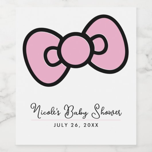 Schattige Roze Bow grillig Baby shower Verjaardags Wijn Etiket (Enkel label)