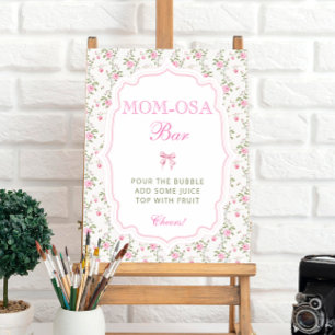 Schattige Roze Bow Love Shack Baby shower Mom-osa Poster