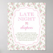 Schattige Roze Bow Meisje Baby shower Late Night L Poster (Voorkant)