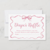 Schattige Roze Bow Meisje Baby shower Luier Raffle Kaart (Voorkant)