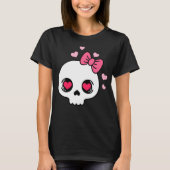 Schattige Roze Bow Skull T-shirt (Voorkant)