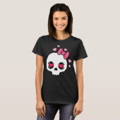 Schattige Roze Bow Skull T-shirt (Voorkant volledig)