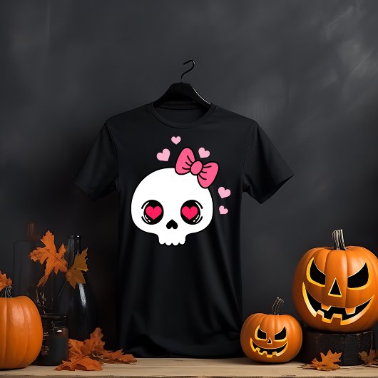 Schattige Roze Bow Skull T-shirt