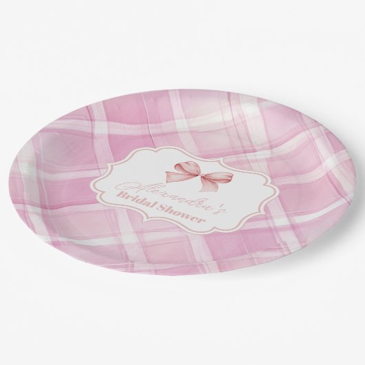  Schattige Roze Bow Vrijgezellenfeest Papieren Bordje (Gekanteld)