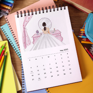 schattige roze bruid kalender