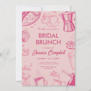Schattige Roze Bruiloftsbrunch Met Bruid Bruiloftf Kaart