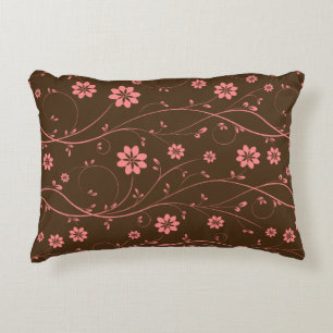 Schattige roze & bruin delicaat bloemmotief decoratief kussen