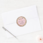 Schattige roze, bruin, glitter gouden Baby shower  Ronde Sticker (Envelop)