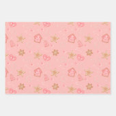 Schattige roze bruin kerstkoekjespatroon inpakpapier vel (Voorkant)