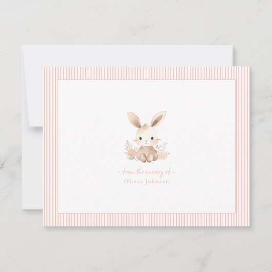 Schattige roze Bunny Konijn Baby meisje Baby showe Notitiekaartje (Voorkant)