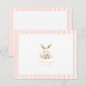 Schattige roze Bunny Konijn Baby meisje Baby showe Notitiekaartje (Voorkant / Achterkant)