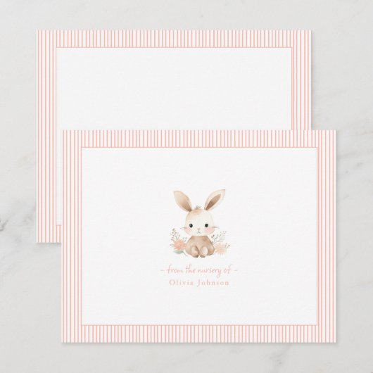 Schattige roze Bunny Konijn Baby meisje Baby showe Notitiekaartje (Voorkant / Achterkant)