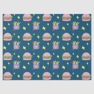 Schattige Roze Burger en Fries Patroon Tissue Pape Tissuepapier