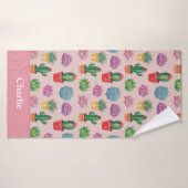 Schattige Roze Cactus Badhanddoek (Badhanddoek)