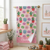 Schattige Roze Cactus Badhanddoek