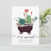 Schattige roze cactus vetplanten grillige pot verp aankondiging (Staand voorkant)