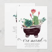 Schattige roze cactus vetplanten grillige pot verp aankondiging (Voorkant / Achterkant)