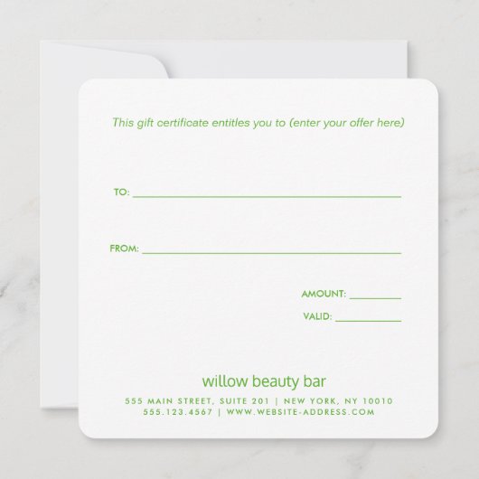 Schattige roze cadeaubon (Achterkant)