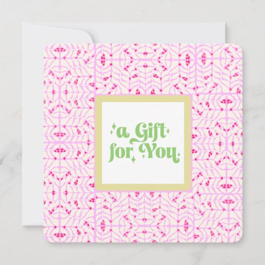 Schattige roze cadeaubon (Voorkant)