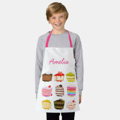 Schattige roze cakepatroon kinder schort (Gedragen)