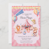 Schattige Roze  Carnaval Circus Baby shower Kaart (Voorkant)