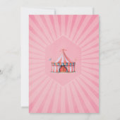 Schattige Roze  Carnaval Circus Baby shower Kaart (Achterkant)
