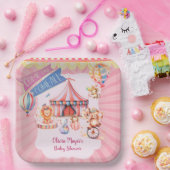 Schattige Roze  Carnaval Circus Baby shower Papieren Bordje (Feest)
