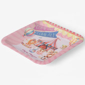Schattige Roze  Carnaval Circus Baby shower Papieren Bordje (Gebogen)