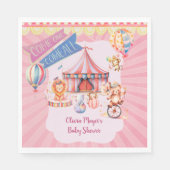 Schattige Roze  Carnaval Circus Baby shower Servet (Voorkant)