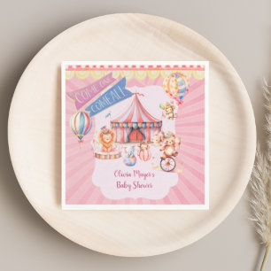 Schattige Roze Carnaval Circus Baby shower Servet
