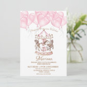 Schattige Roze Carrousel Eenhoorn 1e Kids Verjaard Kaart (Staand voorkant)