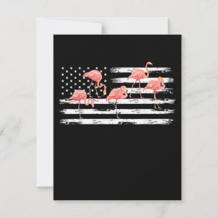 Schattige Roze Cartoon Flamingo USA Vlag 4 Juli Kaart